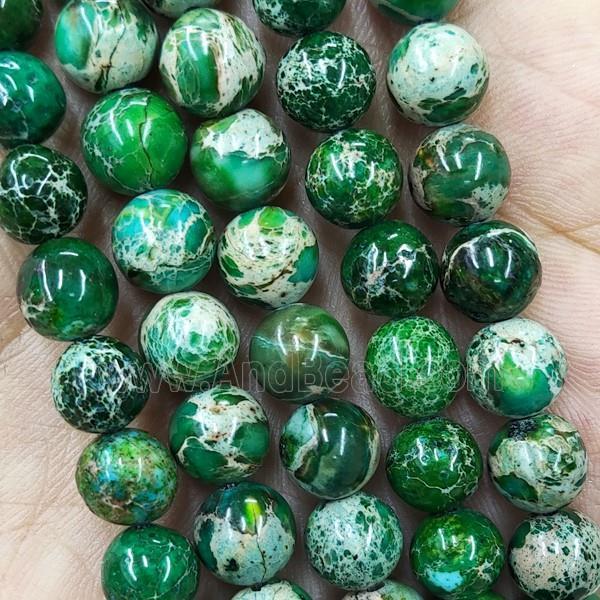 Round Green Imperial Jasper Beads