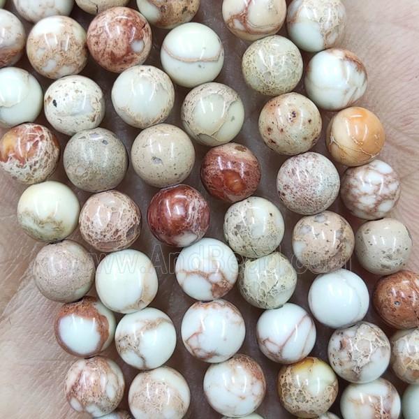 Natural Color Imperial Jasper Beads Round White Smooth
