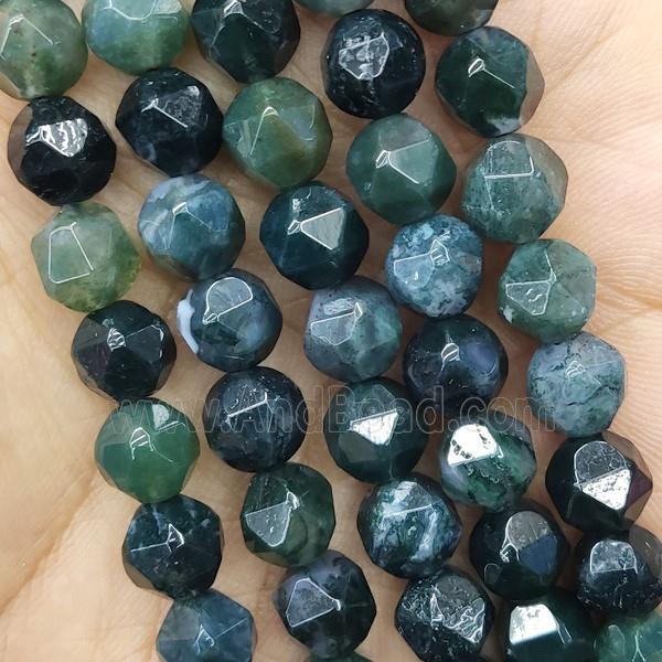 Green Moss Agate Beads Cut Round