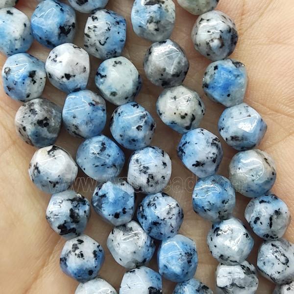 Kiwi Jasper Beads Blue Dye Cut Round