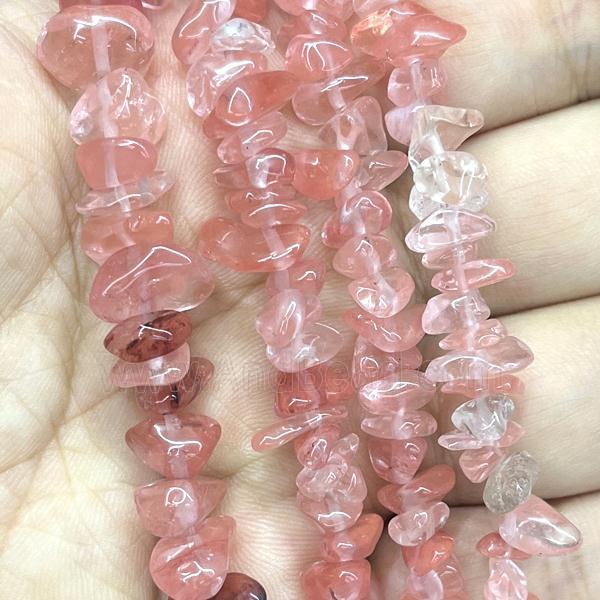 Synthetic Pink Watermelon Quartz Chip Beads Freeform