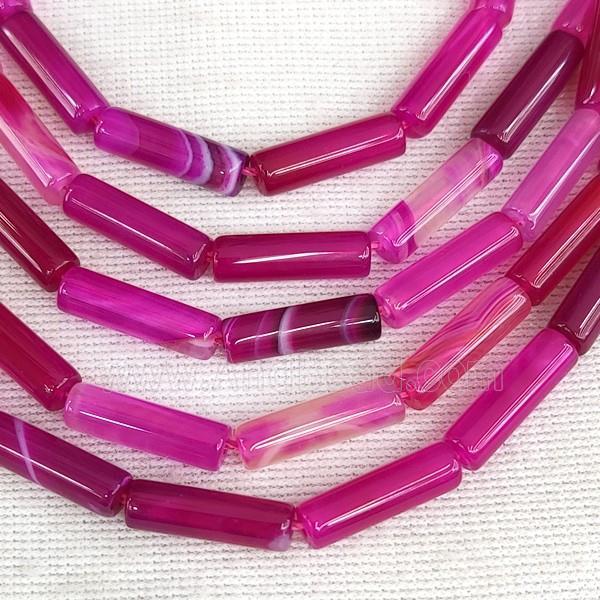 Hotpink Agate Tube Beads Dye