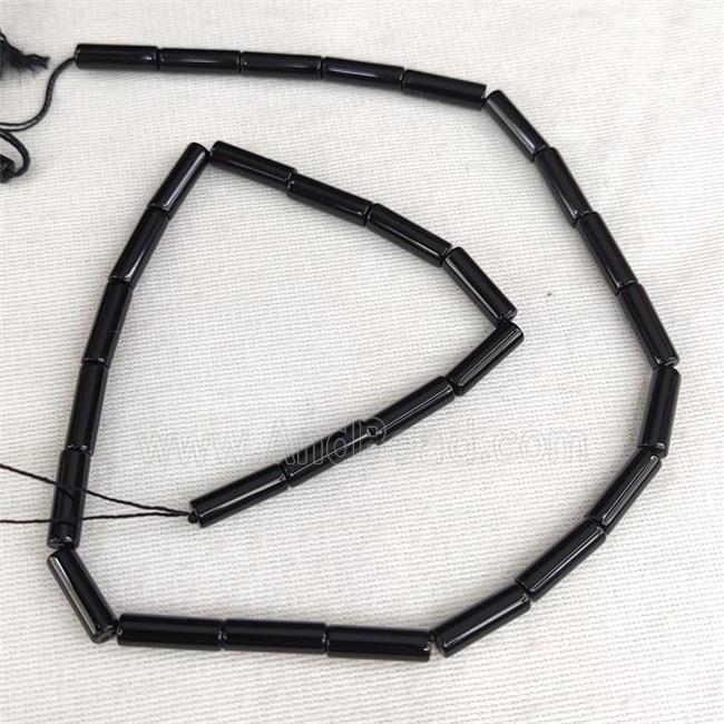 Black Onyx Agate Tube Beads