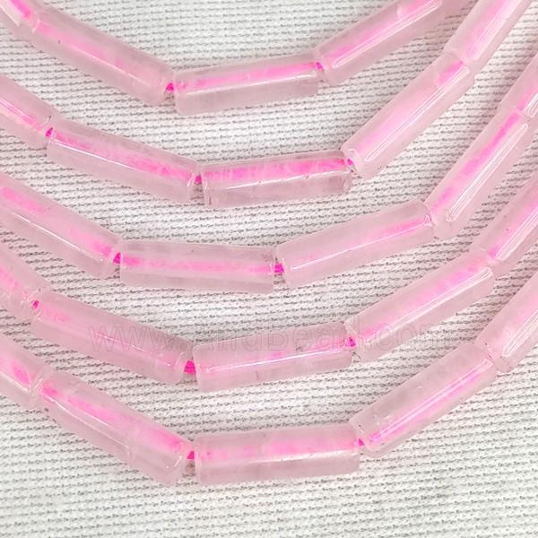 Pink Rose Quartz Tube Beads