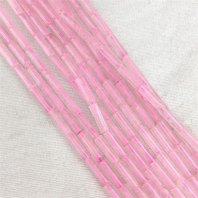 Pink Rose Quartz Tube Beads