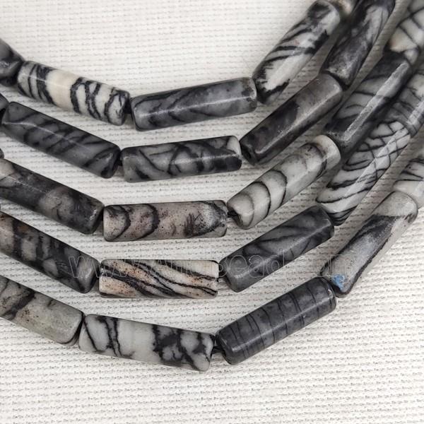 Black Silk Jasper Tube Beads