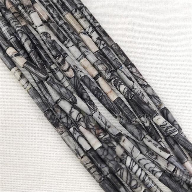 Black Silk Jasper Tube Beads