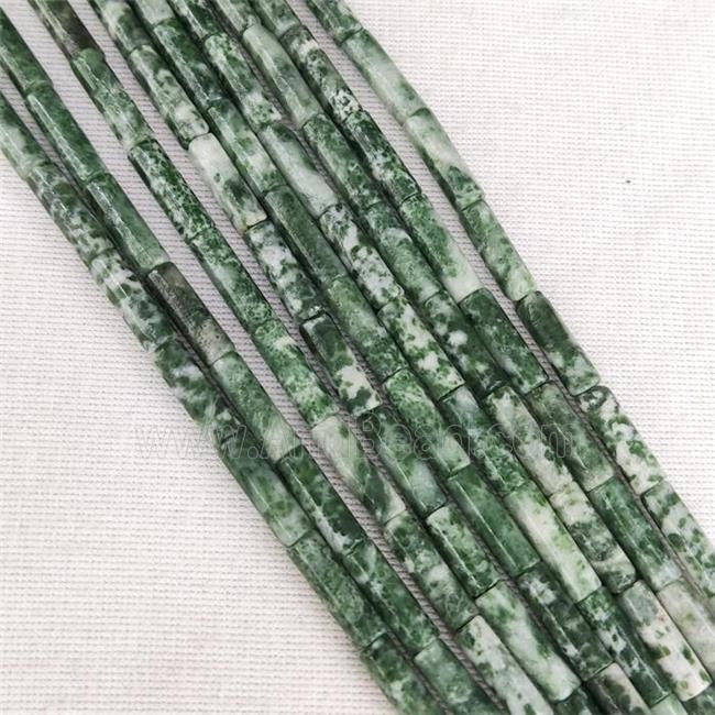 Green Dalmatian Jasper Tube Beads