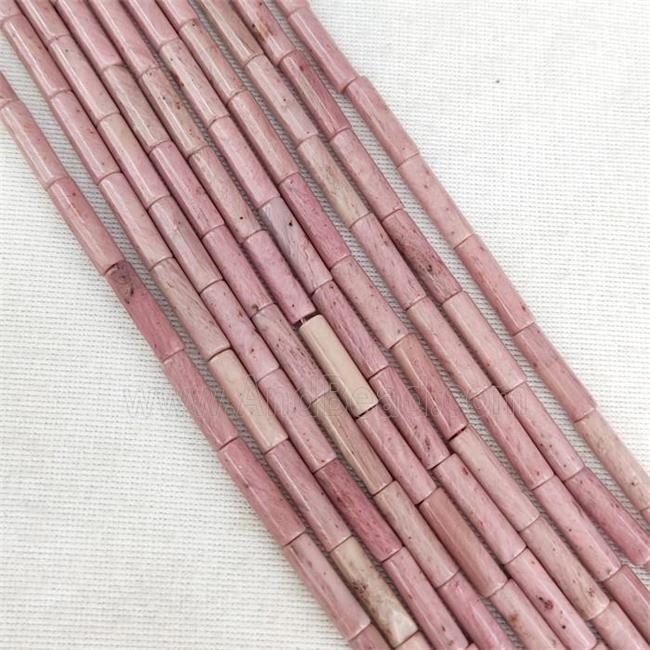 Pink Wood Lace Jasper Tube Beads
