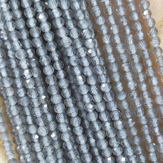 Gray Cat Eye Glass Beads Faceted Round