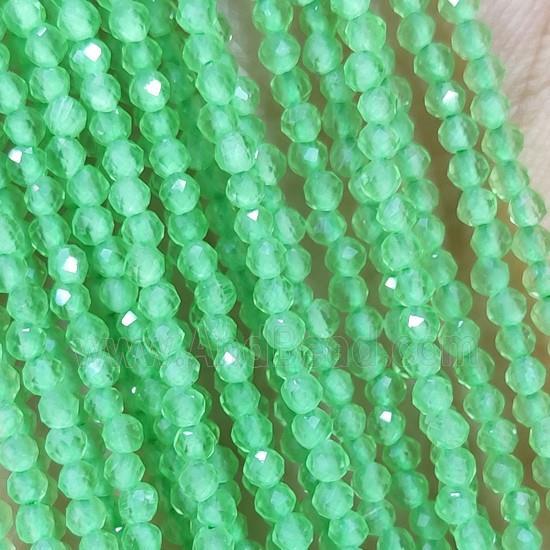 Green Cat Eye Glass Beads Faceted Round