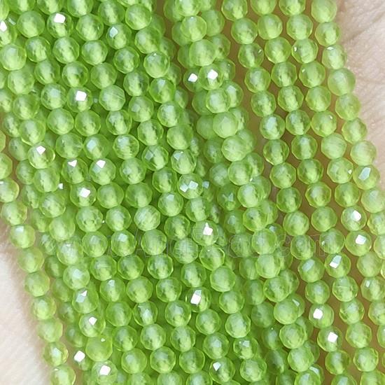 Olive Cat Eye Glass Beads Faceted Round