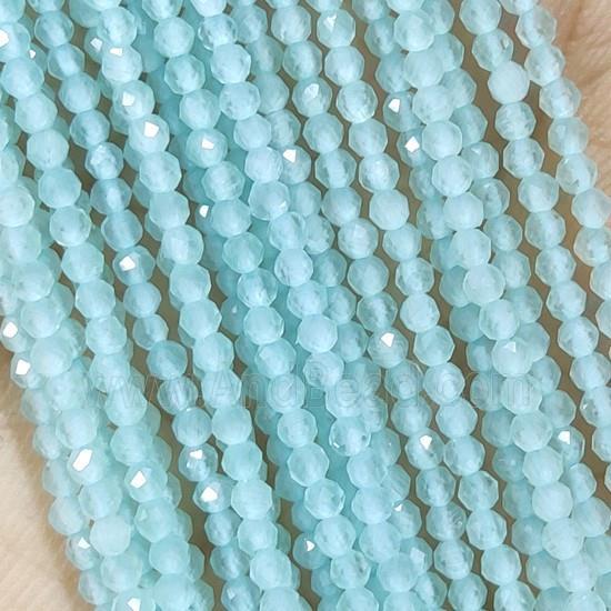 Aqua Cat Eye Glass Beads Faceted Round