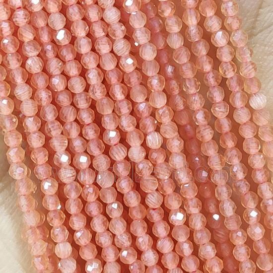 Orange Cat Eye Glass Beads Faceted Round