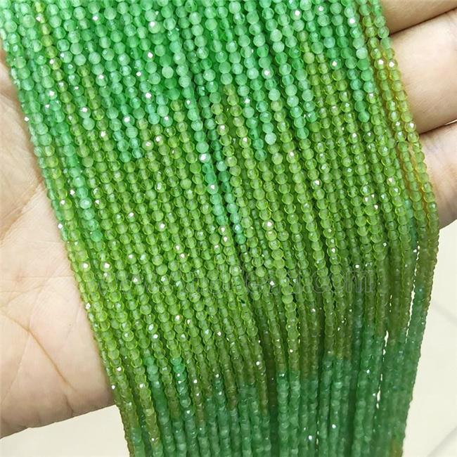 Green Cat Eye Glass Beads Faceted Round