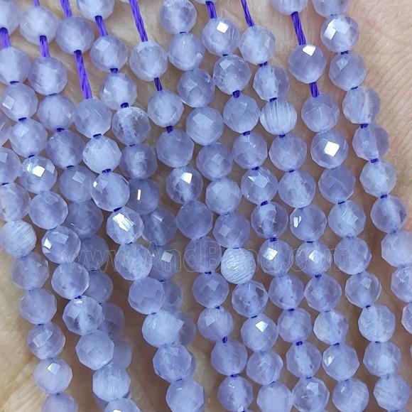 Lt.Purple Cat Eye Glass Beads Faceted Round