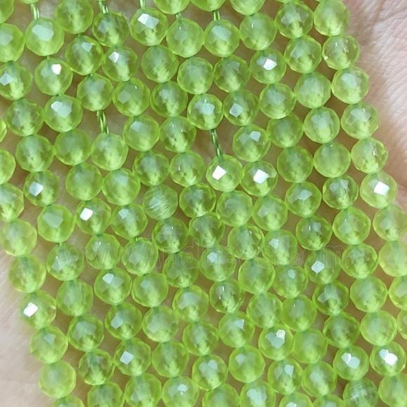Olive Cat Eye Glass Beads Faceted Round