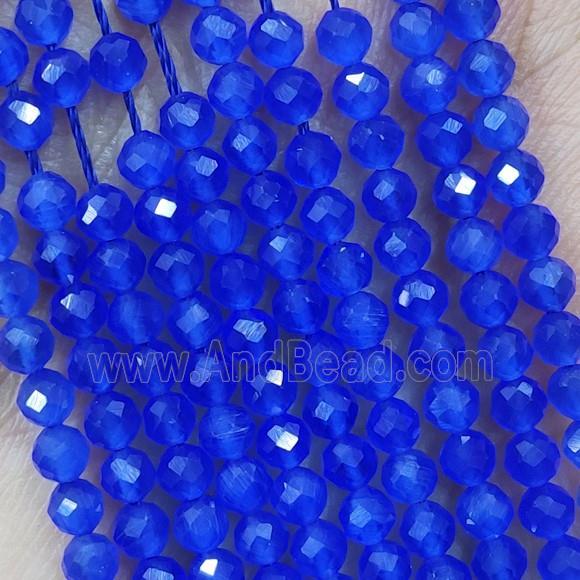Royalblue Cat Eye Glass Beads Faceted Round