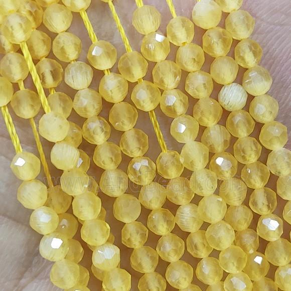 Gold Cat Eye Glass Beads Faceted Round