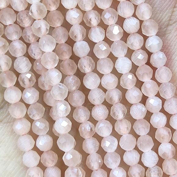 Peach Cat Eye Glass Beads Faceted Round