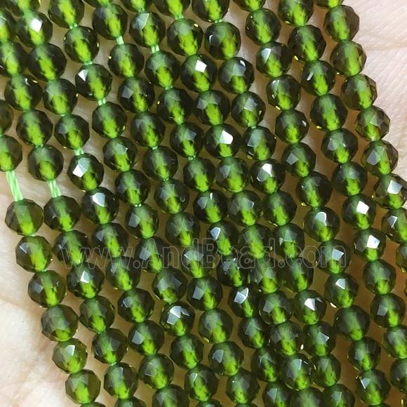 Green Crystal Glass Beads Faceted Round