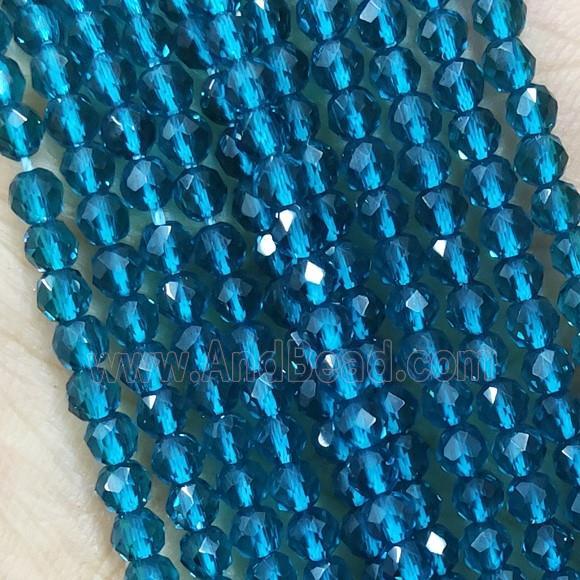 PeacockBlue Crystal Glass Beads Faceted Round