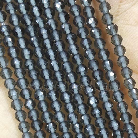Gray Crystal Glass Beads Faceted Round