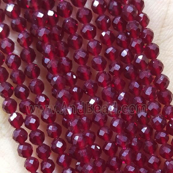 DeepRed Crystal Glass Beads Faceted Round
