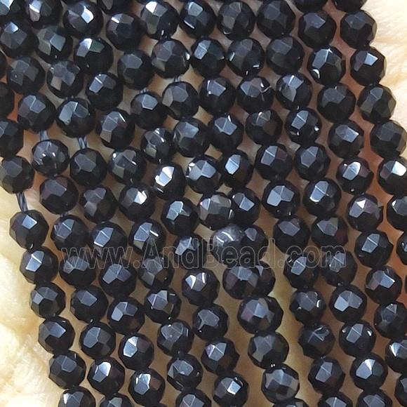Black Crystal Glass Beads Faceted Round
