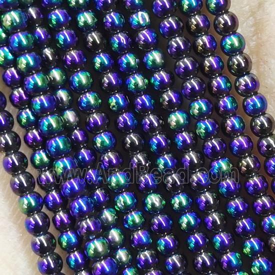Rainbow Crystal Glass Beads Round Electroplated