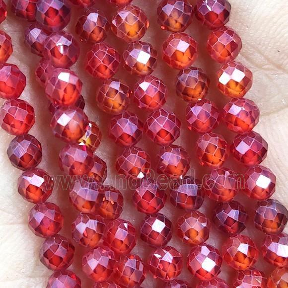 Red Cubic Zircon Beads Faceted Round
