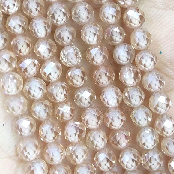 Lt.Champagne Cubic Zircon Beads Faceted Round