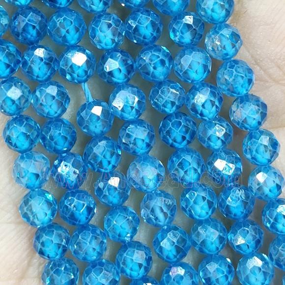 Blue Cubic Zircon Beads Faceted Round