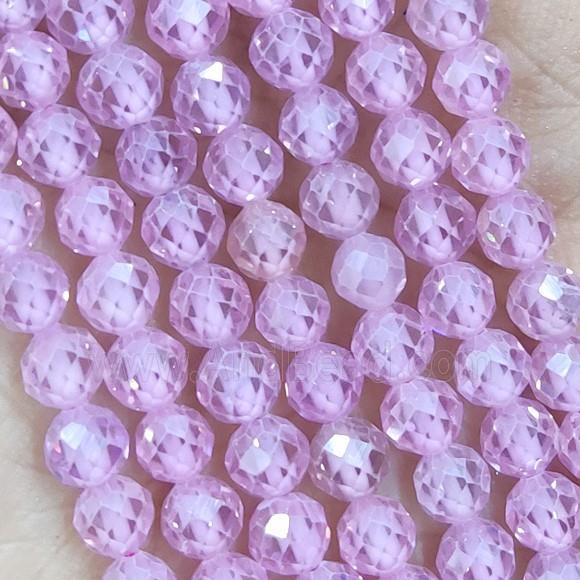Pink Cubic Zircon Beads Faceted Round
