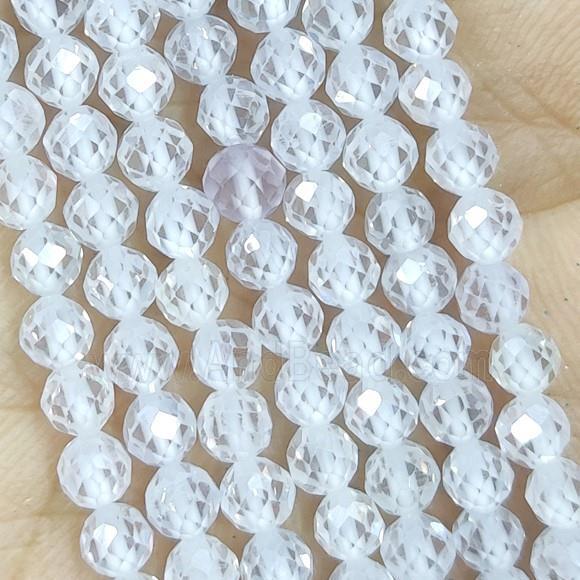 White Cubic Zircon Beads Faceted Round