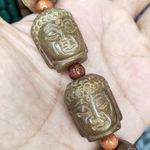Agalmatolite Buddha Beads Carved