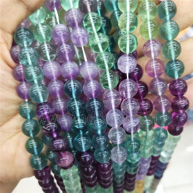 Round Fluorite Beads Multicolor Smooth