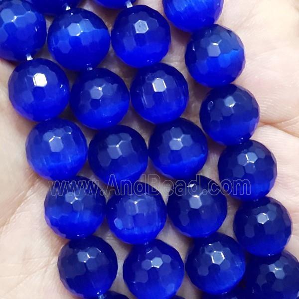 LapisBlue Cat Eye Stone Beads Faceted Round