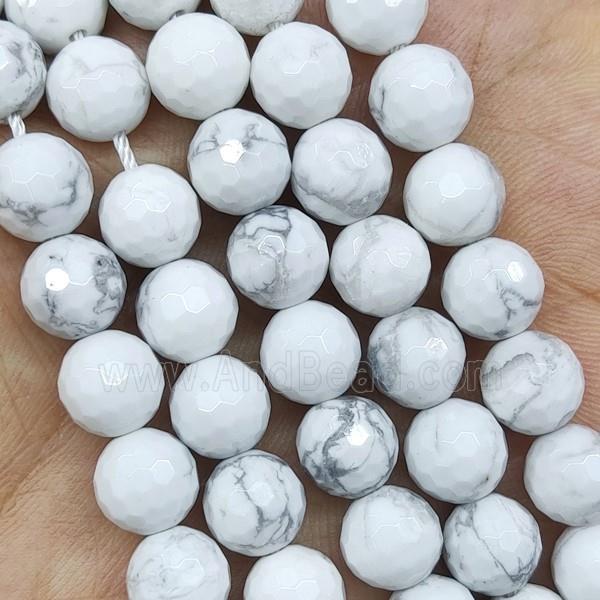 White Howlite Turquoise Beads Faceted Round