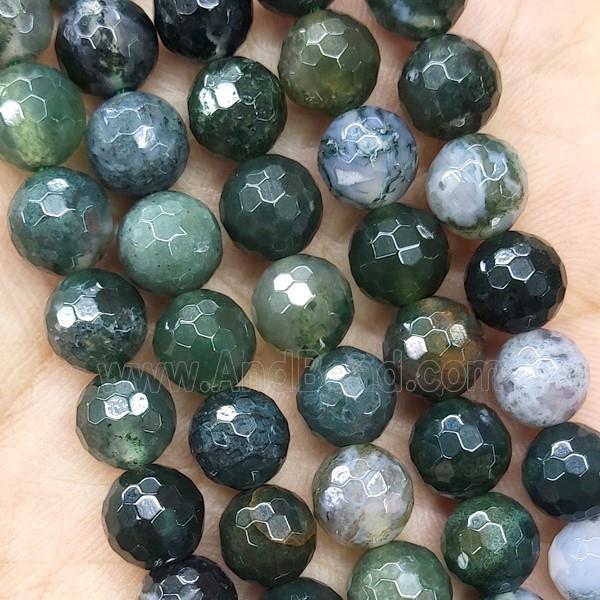 Green Moss Agate Beads Faceted Round