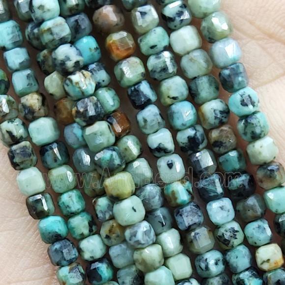 Green African Turquoise Cube Beads Tiny