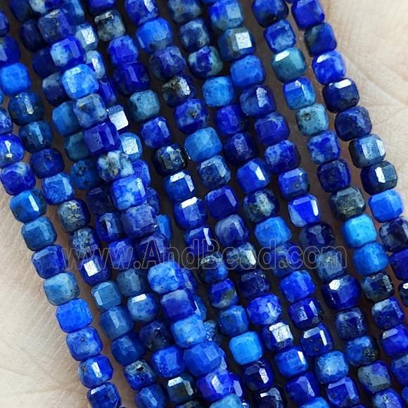 Natural Lapis Lazuli Beads Faceted Cube Blue Lazurite