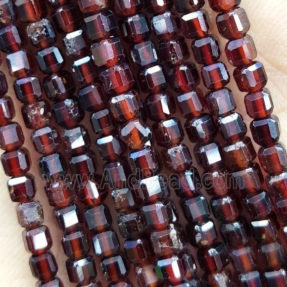 Red Garnet Cube Beads