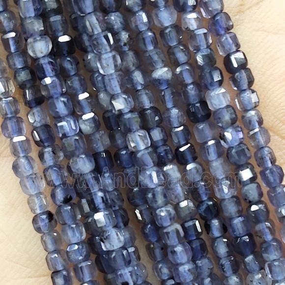 Natural Iolite Beads Faceted Cube