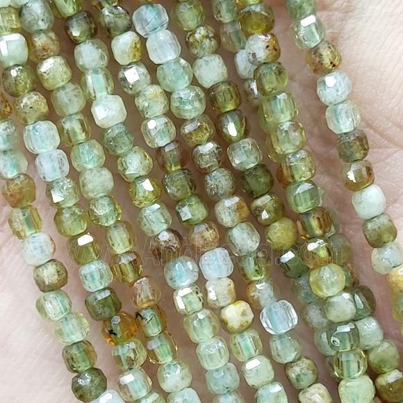 Green Garnet Cube Beads