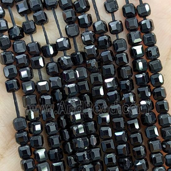 Natural Black Spinel Beads Faceted Cube