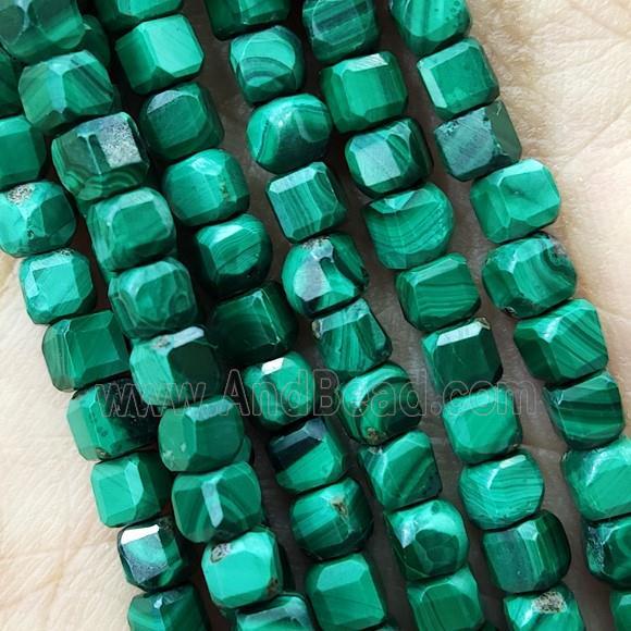Natural Malachite Beads Green Faceted Cube