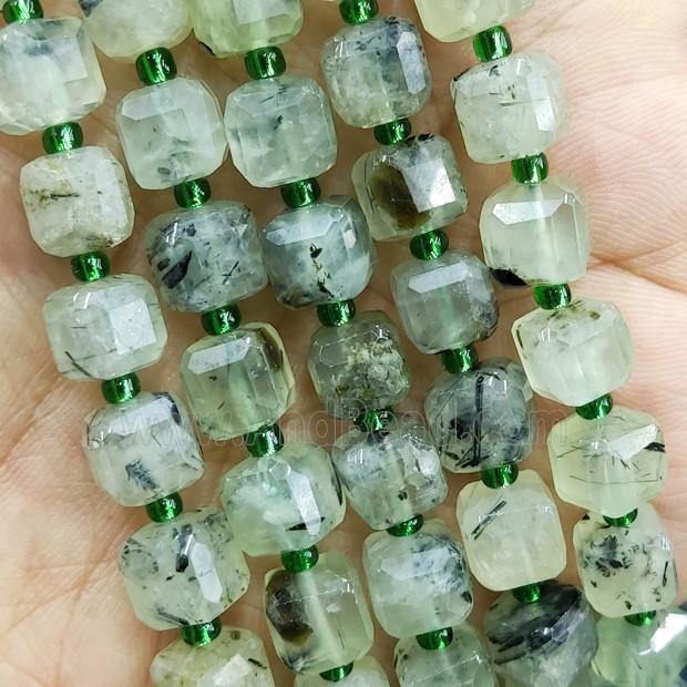 Green Prehnite Beads Faceted Cube
