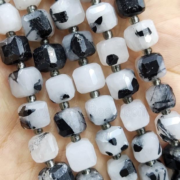 Black Rutilated Quartz Beads Faceted Cube