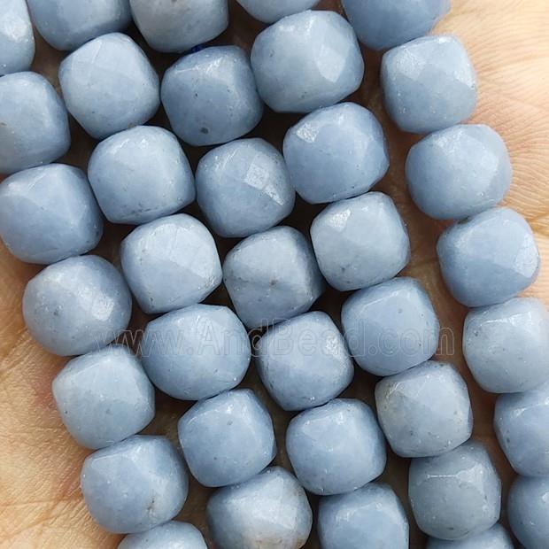 Blue Angelite Beads Faceted Cube